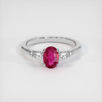 1.02 Ct. Pinkish Red Ruby Ring, 18K White Gold 1