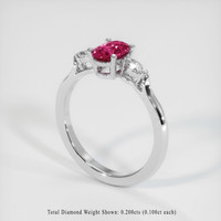 1.02 Ct. Pinkish Red Ruby Ring, 18K White Gold 2