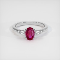 0.85 Ct. Pinkish Red Ruby Ring, 18K White Gold 1