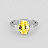 4.26 Ct. Yellow Sapphire Ring, 18K White Gold 1