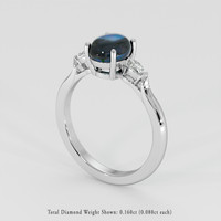 2.71 Ct. Greenish Blue Sapphire Ring, 18K White Gold 2