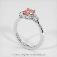 1.18 Ct. Padparadscha Sapphire Ring, 18K White Gold 2