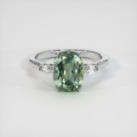 3.64 Ct. Green Sapphire Ring, 18K White Gold 1