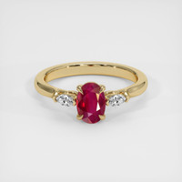 1.06 Ct. Pinkish Red Ruby Ring, 10K Yellow Gold 1