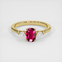 0.84 Ct. Pinkish Red Ruby Ring, 10K Yellow Gold 1