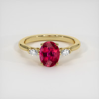 2.09 Ct. Pinkish Red Ruby Ring, 10K Yellow Gold 1