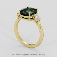 3.46 Ct. Green Sapphire Ring, 10K Yellow Gold 2