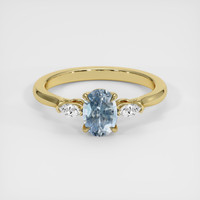 1.06 Ct. Greyish Blue Sapphire Ring, 14K Yellow Gold 1