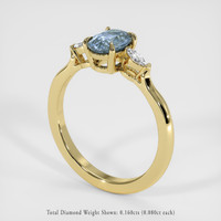 1.06 Ct. Greyish Blue Sapphire Ring, 14K Yellow Gold 2