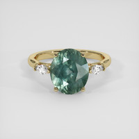 4.25 Ct. Greenish Blue Sapphire Ring, 14K Yellow Gold 1