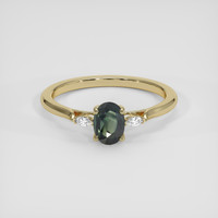 0.88 Ct. Green Sapphire Ring, 14K Yellow Gold 1