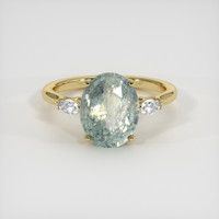 4.70 Ct. Bluish Green Sapphire Ring, 14K Yellow Gold 1
