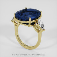 15.16 Ct. Blue Sapphire Ring, 14K Yellow Gold 2