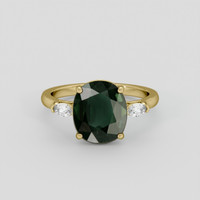 3.46 Ct. Green Sapphire Ring, 14K Yellow Gold 1