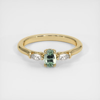0.46 Ct. Green Sapphire Ring, 14K Yellow Gold 1
