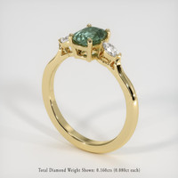 1.10 Ct. Green Sapphire Ring, 14K Yellow Gold 2