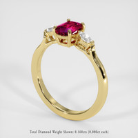 0.84 Ct. Ruby Ring, 18K Yellow Gold 2