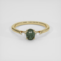 0.88 Ct. Green Sapphire Ring, 18K Yellow Gold 1
