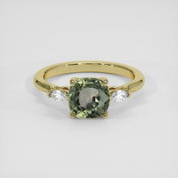 2.00 Ct. Green Sapphire Ring, 18K Yellow Gold 1