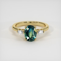 2.00 Ct. Bluish Green Sapphire Ring, 18K Yellow Gold 1