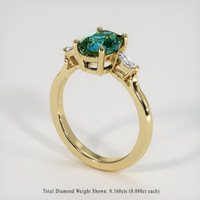 2.00 Ct. Bluish Green Sapphire Ring, 18K Yellow Gold 2
