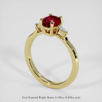 0.79 Ct. Ruby Ring, 18K Yellow Gold 2