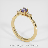 0.25 Ct. Purple Sapphire Ring, 18K Yellow Gold 2