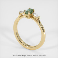 0.46 Ct. Green Sapphire Ring, 18K Yellow Gold 2