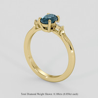 1.03 Ct. Bluish Green Sapphire Ring, 18K Yellow Gold 2