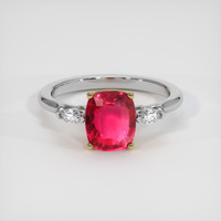 2.02 Ct. Ruby Ring, 14K Yellow & White 1