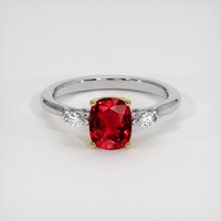 1.64 Ct. Ruby Ring, 18K Yellow & White 1