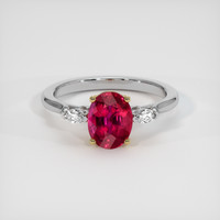 2.09 Ct. Ruby Ring, 18K Yellow & White 1