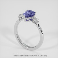 2.68 Ct. Violetish Blue Tanzanite Ring, Silver 2