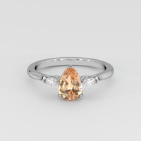 1.38 Ct. Padparadscha Sapphire Ring, 14K White Gold 1