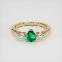 0.56 Ct. Emerald Ring, 18K Yellow Gold 1