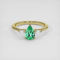 0.67 Ct. Emerald Ring, 18K Yellow Gold 1
