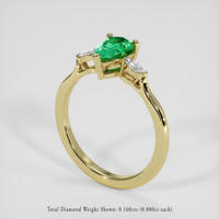 0.67 Ct. Emerald Ring, 18K Yellow Gold 2