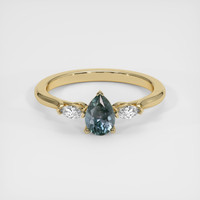 0.69 Ct. Greenish Blue Sapphire Ring, 18K Yellow Gold 1