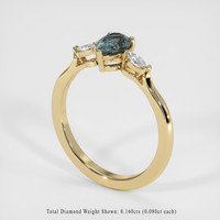 0.69 Ct. Greenish Blue Sapphire Ring, 18K Yellow Gold 2