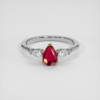 1.10 Ct. Purplish Red Ruby Ring, 18K Yellow & White 1