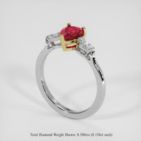 1.10 Ct. Purplish Red Ruby Ring, 18K Yellow & White 2