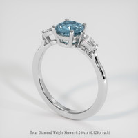 1.02 Ct. Greyish Blue Sapphire Ring, 14K White Gold 2