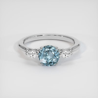 1.02 Ct. Greyish Blue Sapphire Ring, 18K White Gold 1