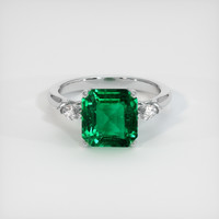 3.83 Ct. Emerald Ring, 18K White Gold 1