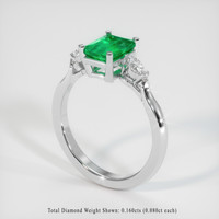 1.00 Ct. Emerald Ring, 18K White Gold 2