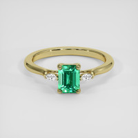 0.69 Ct. Emerald Ring, 18K Yellow Gold 1