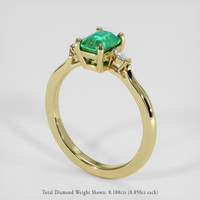 0.69 Ct. Emerald Ring, 18K Yellow Gold 2