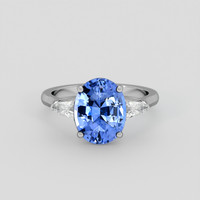 4.04 Ct. Blue Sapphire Ring, 10K White Gold 1
