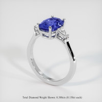 2.56 Ct. Blue Sapphire Ring, 14K White Gold 2