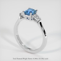 1.21 Ct. Greenish Blue Sapphire Ring, 14K White Gold 2
